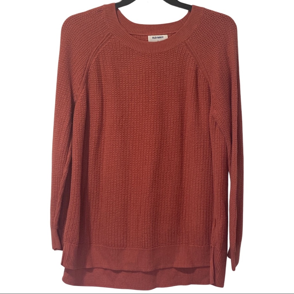 Old Navy peach sweater.